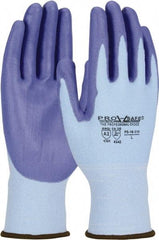 PRO-SAFE - Size S (7), ANSI Cut Lvl 2, Polyurethane Coated HPPE Fiber Cut Resistant Gloves - Palm & Fingers Coated, Continuous Knit Cuff, Blue, Paired - Americas Industrial Supply