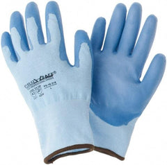 PRO-SAFE - Size L (9), ANSI Cut Lvl 2, Polyurethane Coated HPPE Fiber Cut Resistant Gloves - Palm & Fingers Coated, Continuous Knit Cuff, Blue, Paired - Americas Industrial Supply