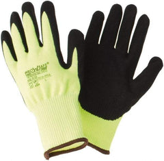 PRO-SAFE - Size L (9), ANSI Cut Lvl 3, Nitrile Coated HPPE Fiber Cut Resistant Gloves - Palm & Fingers Coated, Continuous Knit Cuff, Hi-Vis Yellow, Paired - Americas Industrial Supply