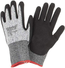PRO-SAFE - Size S (7), ANSI Cut Lvl 4, Nitrile Coated HPPE Fiber Cut Resistant Gloves - Palm & Fingers Coated, Continuous Knit Cuff, Gray, Paired - Americas Industrial Supply