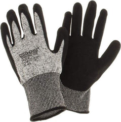 PRO-SAFE - Size XL (10), ANSI Cut Lvl 4, Nitrile Coated HPPE Fiber Cut Resistant Gloves - Palm & Fingers Coated, Continuous Knit Cuff, Gray, Paired - Americas Industrial Supply