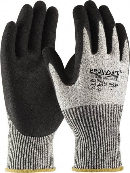 PRO-SAFE - Size XS (6), ANSI Cut Lvl 4, Nitrile Coated HPPE Fiber Cut Resistant Gloves - Palm & Fingers Coated, Continuous Knit Cuff, Gray, Paired - Americas Industrial Supply