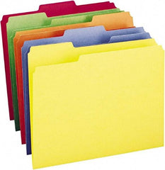 SMEAD - 8-1/2 x 11", Letter Size, Assorted Colors, File Folders with Top Tab - 11 Point Stock, 1/3 Tab Cut Location - Americas Industrial Supply