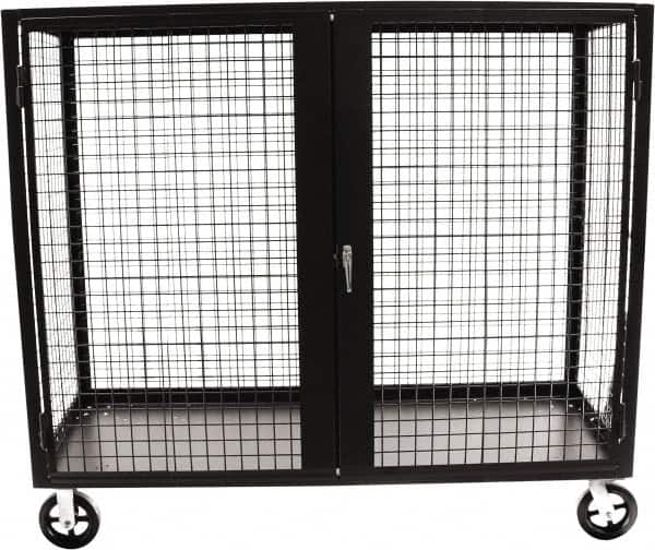 Valley Craft - 2,000 Lb Capacity, 4-Sided Steel Security Truck - 30" Long x 60" Wide x 66" High, 8" Diam Mold-On Rubber Wheels - Americas Industrial Supply