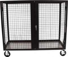 Valley Craft - 2,000 Lb Capacity, 4-Sided Steel Security Truck - 30" Long x 60" Wide x 66" High, 8" Diam Mold-On Rubber Wheels - Americas Industrial Supply