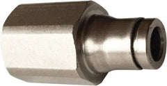 Legris - 3/8" Outside Diam, 1/4 NPT, Nickel Plated Brass Push-to-Connect Tube Female Connector - 435 Max psi, Tube to Female NPT Connection, FKM O-Ring, Conforms to FDA Standards - Americas Industrial Supply