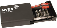Wiha - 38 Piece, 1/4" Drive Screwdriver Bit Set - #1 to #3 Phillips, 1/16 to 1/4" Hex, 2.5 to 6mm Hex, T7 to T40 Torx, #1, #2 & #3 Pozidriv, #1 to #3 Square Recess, 4.5, 5.5 & 6mm Slotted - Americas Industrial Supply