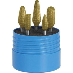SGS Pro - 5 Piece, 1/4" Shank Burr Set - Tungsten Carbide, Multiple Head Shape - Americas Industrial Supply