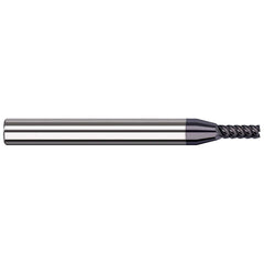 Square End Mill: 1/64'' Dia, 0.045'' LOC, 1/8'' Shank Dia, 1-1/2'' OAL, 4 Flutes, Solid Carbide Single End, AlTiN Finish, 47 ° Variable Helix, RH Cut, RH Flute