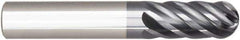 Niagara Cutter - 1/4" Diam, 5/8" LOC, 6 Flute Solid Carbide Ball End Mill - AlTiN Finish, Single End, 2" OAL, 1/4" Shank Diam, Spiral Flute - Americas Industrial Supply