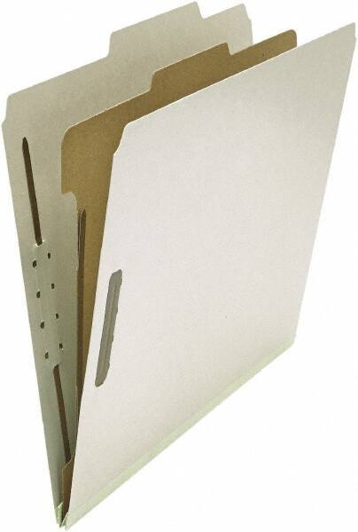 UNIVERSAL - 8-1/2 x 11", Letter Size, Gray, Classification Folders with Top Tab Fastener - 25 Point Stock, Right of Center Tab Cut Location - Americas Industrial Supply