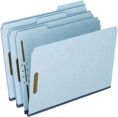 Pendaflex - 8-1/2 x 11", Letter Size, Blue, Classification Folders with Top Tab Fastener - 25 Point Stock, 1/3 Tab Cut Location - Americas Industrial Supply