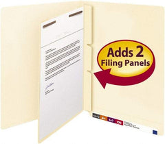 SMEAD - 8-1/2 x 11", Letter Size, Manila, Classification Folders with End Tab Fastener - 11 Point Stock, Right of Center Tab Cut Location - Americas Industrial Supply