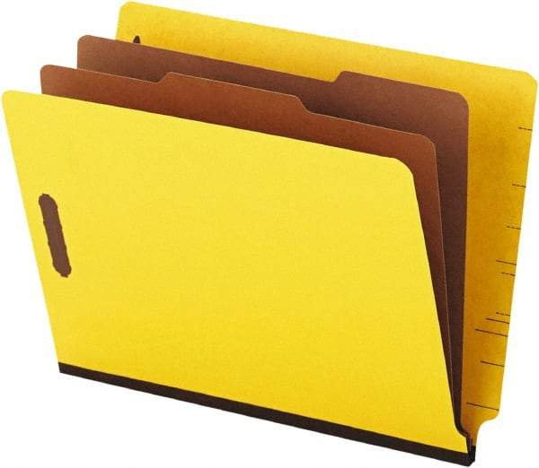 Universal One - 8-1/2 x 11", Letter Size, Yellow, Classification Folders with End Tab Fastener - 25 Point Stock, Straight Tab Cut Location - Americas Industrial Supply