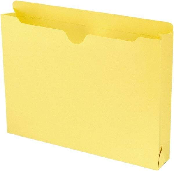 SMEAD - 8-1/2 x 11", Letter Size, Yellow, Colored Folders with Double-Ply Tabs - 11 Point Stock, Straight Tab Cut Location - Americas Industrial Supply