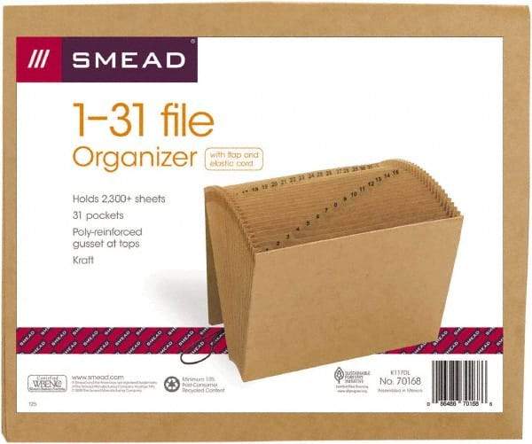 SMEAD - 8-1/2 x 11", Letter Size, Kraft, 1-31 Indexed Expanding Files - Assorted Tab Cut Location - Americas Industrial Supply