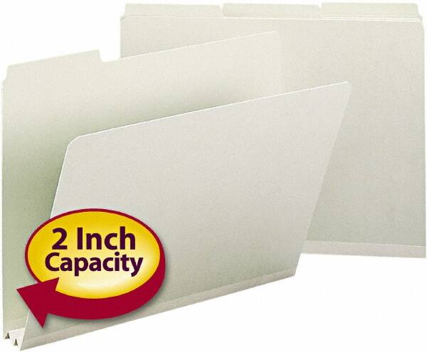 SMEAD - 8-1/2 x 11", Letter Size, Gray/Green, File Folders with Top Tab - 25 Point Stock, 1/3 Tab Cut Location - Americas Industrial Supply