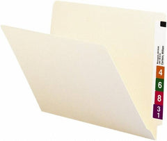 SMEAD - 8-1/2 x 11", Letter Size, Manila, Classification Folders with End Tab Fastener - 11 Point Stock, Straight Tab Cut Location - Americas Industrial Supply