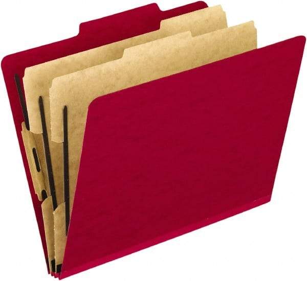 Pendaflex - 8-1/2 x 11", Letter Size, Scarlet, Classification Folders with Top Tab Fastener - 20 Point Stock, Right of Center Tab Cut Location - Americas Industrial Supply