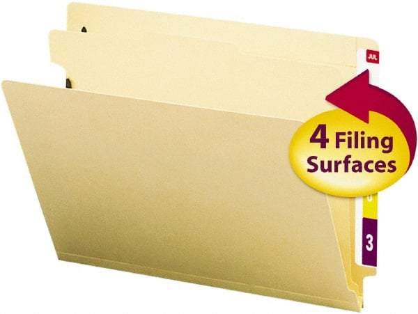SMEAD - 8-1/2 x 11", Letter Size, Manila, Classification Folders with End Tab Fastener - 18 Point Stock, Straight Tab Cut Location - Americas Industrial Supply