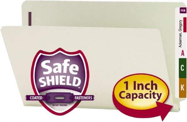 SMEAD - 8-1/2 x 14", Legal, Gray-Green, Expansion Folders - 25 Point Stock, Straight Tab Cut Location - Americas Industrial Supply