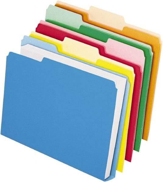 Pendaflex - 8-1/2 x 11", Letter Size, Assorted Colors, File Folders with Top Tab - 11 Point Stock, 1/3 Tab Cut Location - Americas Industrial Supply