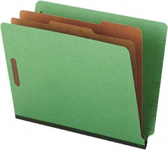 UNIVERSAL - 8-1/2 x 11", Letter Size, Green, Classification Folders with End Tab Fastener - 25 Point Stock, Straight Tab Cut Location - Americas Industrial Supply