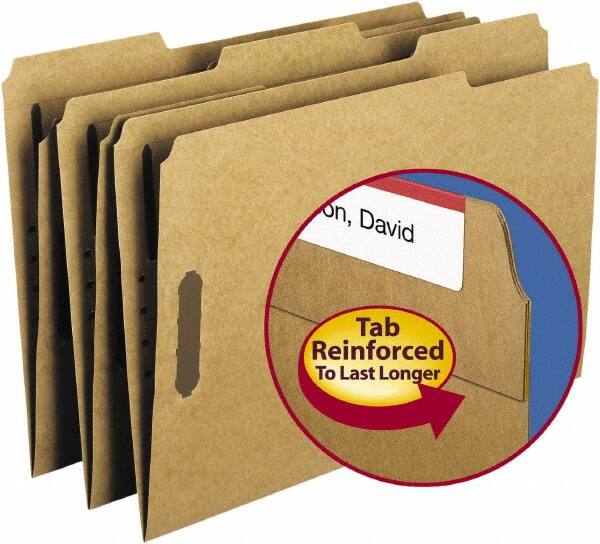 SMEAD - 8-1/2 x 14", Legal, Kraft, File Folders with Top Tab - 11 Point Stock, 1/3 Tab Cut Location - Americas Industrial Supply