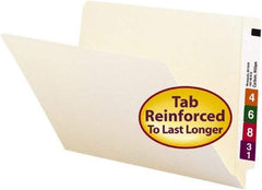 SMEAD - 8-1/2 x 14", Legal, Manila, File Folders with End Tab - 11 Point Stock, Straight Tab Cut Location - Americas Industrial Supply