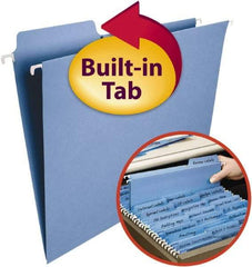 SMEAD - 8-1/2 x 11", Letter Size, Blue, Hanging File Folder - 11 Point Stock, 1/3 Tab Cut Location - Americas Industrial Supply