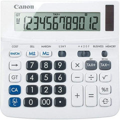 Canon - 12-Digit LCD 12 Function Portable Calculator - 6-1/2 x 6 x 1-1/4 Display Size, White, Solar & Battery Powered - Americas Industrial Supply