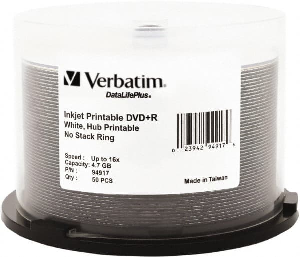 Verbatim - White DVD+R Disc - Use with CD, DVD - Americas Industrial Supply