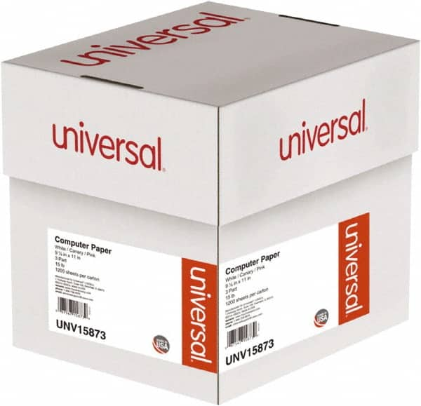 UNIVERSAL - 9-1/2" x 11" White, Canary & Pink Computer Paper - Use with Tractor-Feed Printers - Americas Industrial Supply