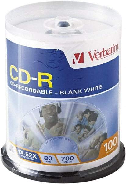 Verbatim - White CD-R Discs - Use with CD, DVD - Americas Industrial Supply