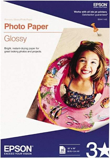 Epson - 13" x 19" White Photo Paper - Use with Inkjet Printers - Americas Industrial Supply