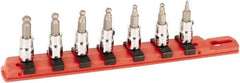 Wiha - 7 Piece 1/4" Drive Inch Ball Hex Bit Socket Set - 3/32 to 1/4" Hex - Americas Industrial Supply