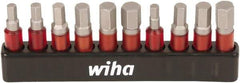 Wiha - 10 Piece 1/4" Drive Inch/Metric Impact Hex Bit Socket Set - 1/8 to 1/4" Hex - Americas Industrial Supply