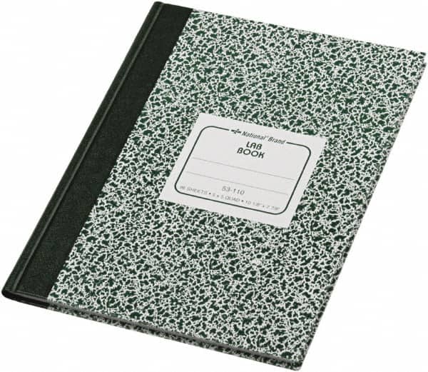 National Brand - 96 Sheet, 7-7/8 x 10-1/8", Quadrille Lab Notebook - Green - Americas Industrial Supply