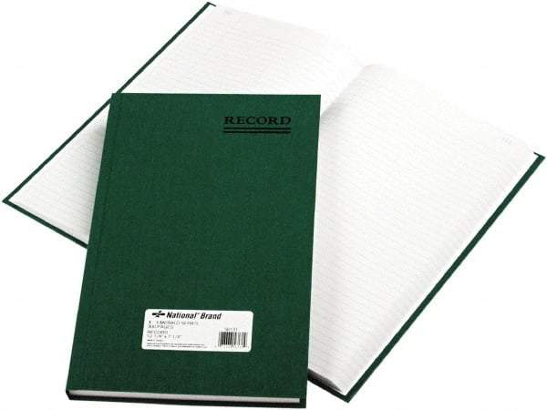 National Brand - 300 Sheet, 7-1/4 x 12-1/4", Record Rule Accounting Book - Green - Americas Industrial Supply