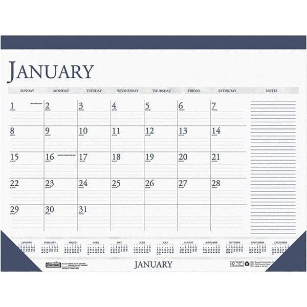 House of Doolittle - 12 Sheet, 18-1/2 x 13", Desk Calendar - White & Blue - Americas Industrial Supply