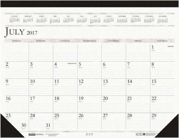 House of Doolittle - 12 Sheet, 22 x 17", Desk Pad - White & Blue - Americas Industrial Supply