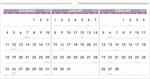 AT-A-GLANCE - 7 Sheet, 23-1/2 x 12", Wall Calendar - White - Americas Industrial Supply