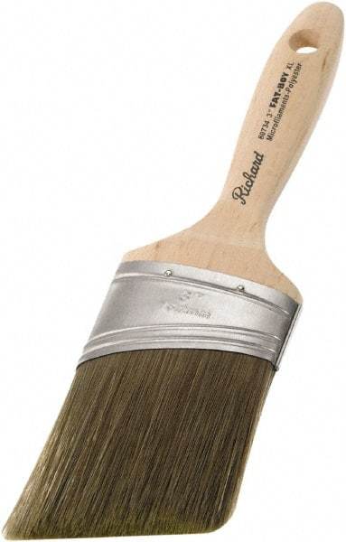 Richard - 3" Oval/Angle Polyester Angular Brush - 3-1/4" Bristle Length, 5-3/4" Wood Sash Handle - Americas Industrial Supply