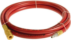 Continental ContiTech - 1/4" ID x 0.45" OD 3' Long Multipurpose Air Hose - Industrial Interchange Safety Coupler x Male Plug Ends, 300 Working psi, -10 to 158°F, 1/4" Fitting, Red - Americas Industrial Supply