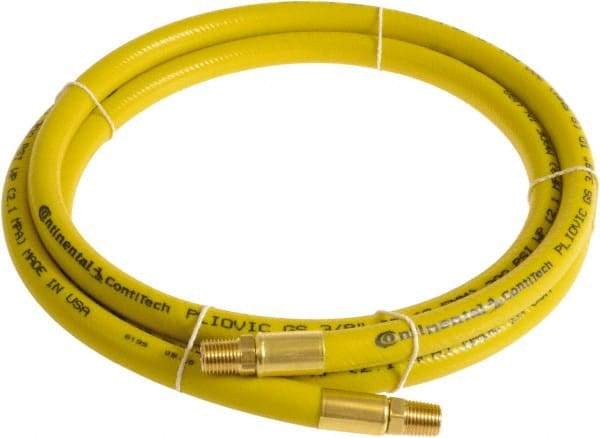 Continental ContiTech - 3/8" ID x 0.6" OD 3' Long Multipurpose Air Hose - MNPT x MNPT Ends, 300 Working psi, -10 to 158°F, 1/4" Fitting, Yellow - Americas Industrial Supply