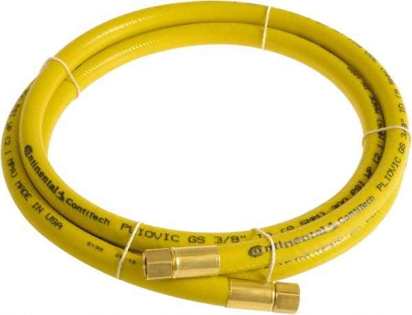 Continental ContiTech - 3/8" ID x 0.6" OD 100' Long Multipurpose Air Hose - FNPT x FNPT Ends, 300 Working psi, -10 to 158°F, 1/4" Fitting, Yellow - Americas Industrial Supply