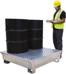 UltraTech - 68 Gal Sump, 3,875 Lb Capacity, 4 Drum, Galvanized Steel Spill Deck or Pallet - 47-1/4" Long x 47-1/4" Wide x 13-1/4" High - Americas Industrial Supply