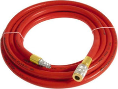 Continental ContiTech - 3/4" ID x 1.11" OD 25' Long Multipurpose Air Hose - Industrial Interchange Safety Coupler x Male Plug Ends, 250 Working psi, -10 to 158°F, 3/4" Fitting, Red - Americas Industrial Supply