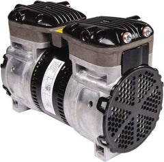 Gast - 1/2 hp, 4.8 CFM, 125 Max psi Piston Vacuum & Compressor Pump - 29.5 Hg/In, 115 to 240/60 & 110 to 240/50 Volt, 9.53" Long x 5" Wide x 7.08" High - Americas Industrial Supply