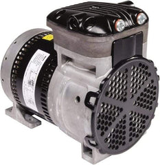 Gast - 1/4 hp, 3.8 CFM, 125 Max psi Piston Vacuum & Compressor Pump - 27.5 Hg/In, 100 to 240/50 to 60 Volt, 7.71" Long x 5" Wide x 7.08" High - Americas Industrial Supply